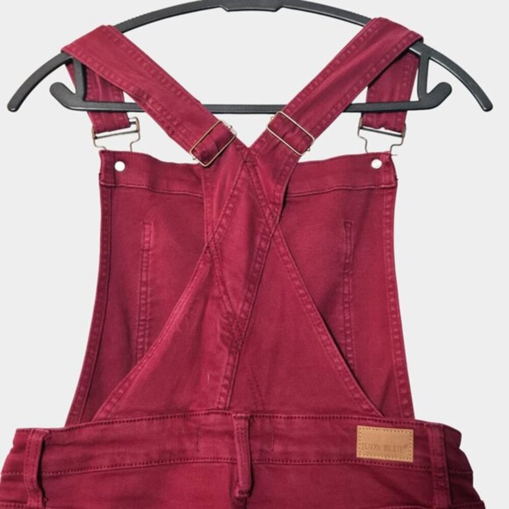 Judy Blue Garment Dyed Boyfriend Double Cuff Overalls M Maroon Streetwear NWT - Picture 8 of 15